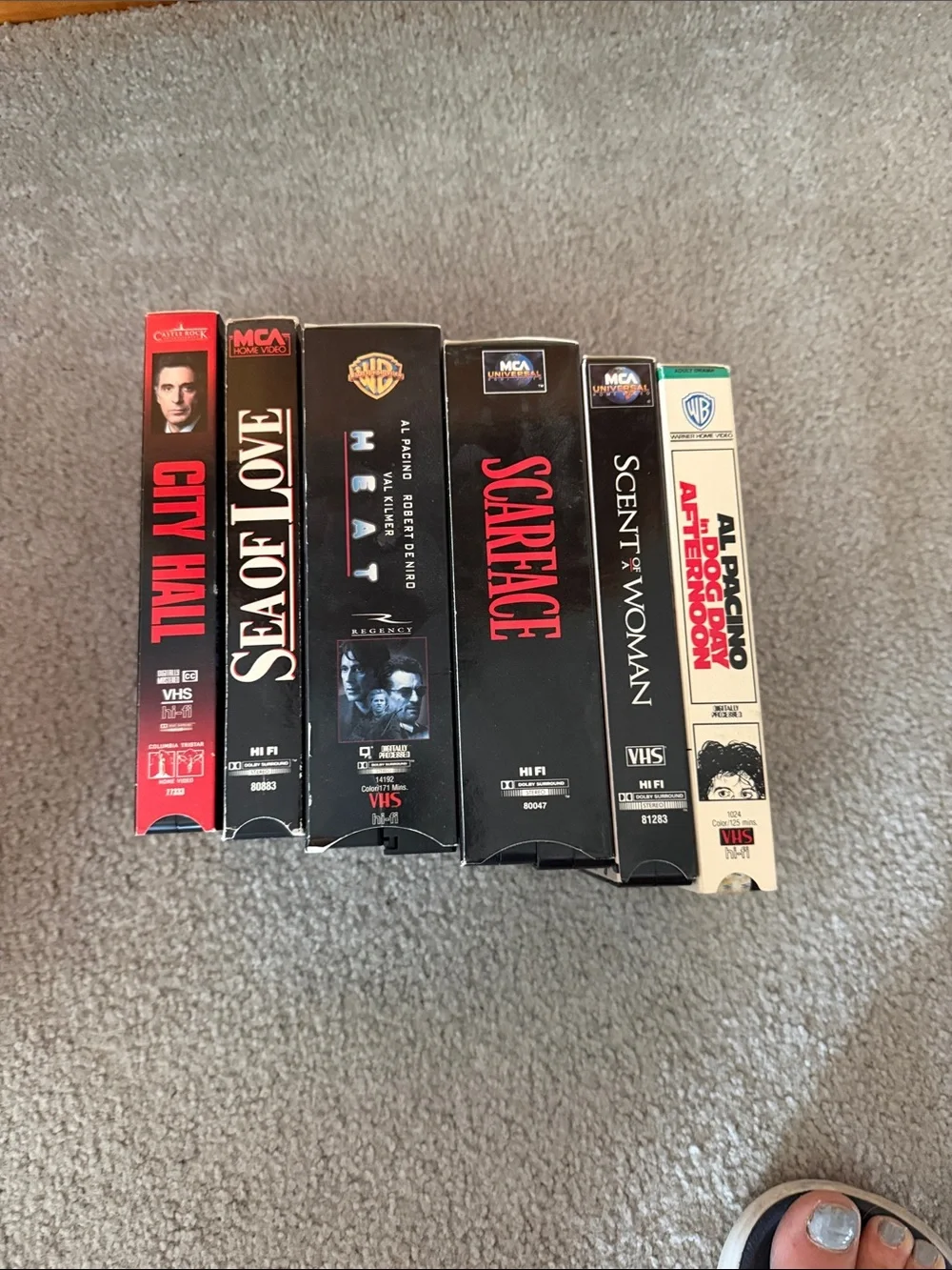 VHS tapes starring iconic actor Al Pacino,